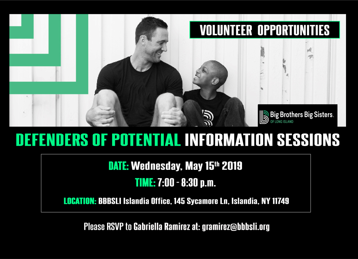 DEFENDERS OF POTENTIAL INFORMATION SESSION- May 15th in Islandia